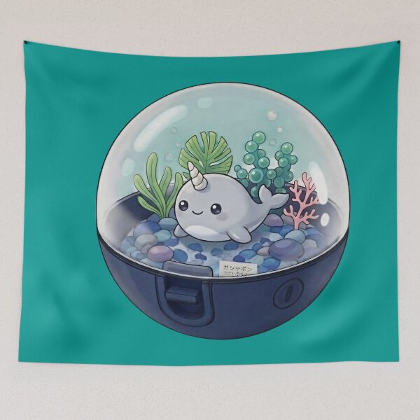 Item preview, Cute Narwhal in an Underwater Coral in a Capsule Kawaii Japanese Capsule Art-#serie2 designed and sold by JeanChiale.