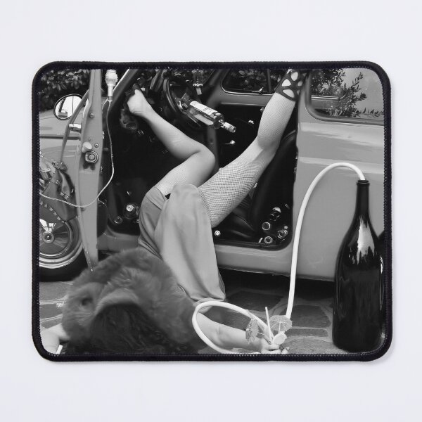 Item preview, Wasted in Baton Rouge, funny girl tumbling out of car alcoholic beverages humorous black and white photograph designed and sold by Astrid Arkhangelsky.