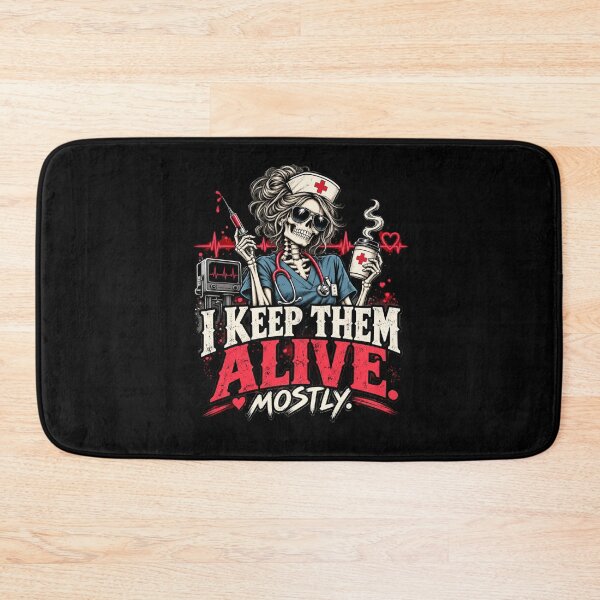 Item preview, I Keep Them Alive Mostly – Funny Skeleton Nurse Halloween T-Shirt designed and sold by justforart91.