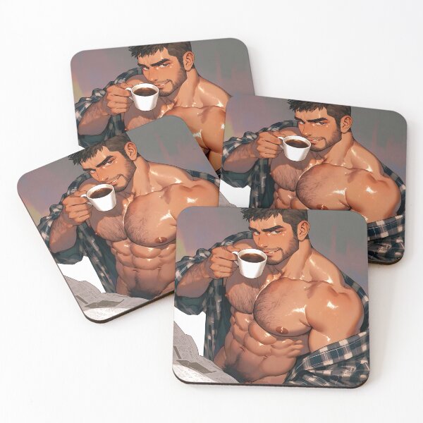 Item preview, Nude Muscle Man Morning Coffee designed and sold by ZhivanCrimson.