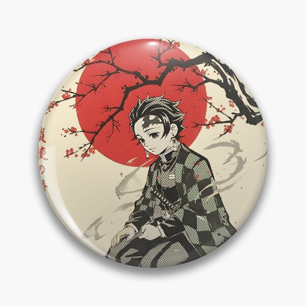 Item preview, Tanjiro Kamado Kneeling Japanese Woodblock Halftone Art designed and sold by Pepeud.