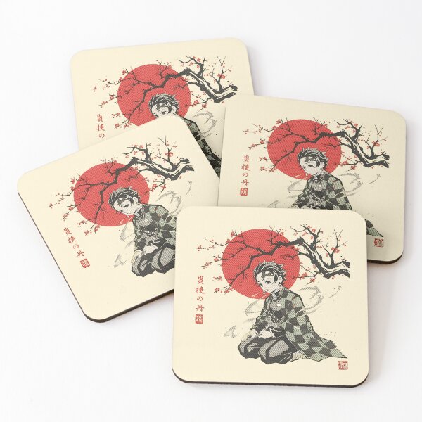 Item preview, Tanjiro Kamado Kneeling Japanese Woodblock Halftone Art designed and sold by Pepeud.