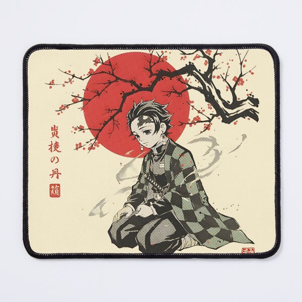 Item preview, Tanjiro Kamado Kneeling Japanese Woodblock Halftone Art designed and sold by Pepeud.