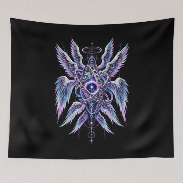 Item preview, Biblically Accurate Angel – Neon Glitch Seraphim designed and sold by JupiterGlitchEmpire.