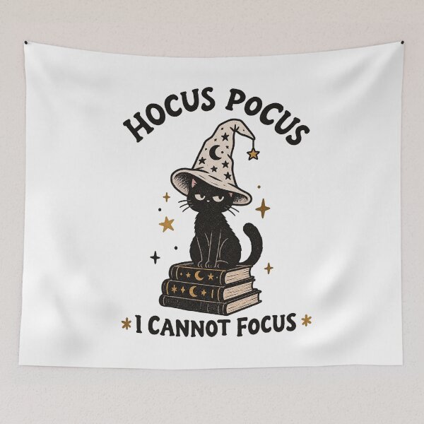 Item preview, Hocus Pocus I Cannot Focus Funny Cat Wizard Design Sarcastic Graphic ADHD Humor designed and sold by LandFinStudio.