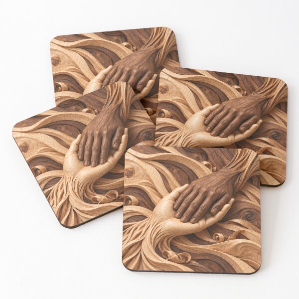 Item preview, Intertwined Wooden Hands – Symbolic Love and Unity Sculptural Art Print designed and sold by Kaleidoscope Print.