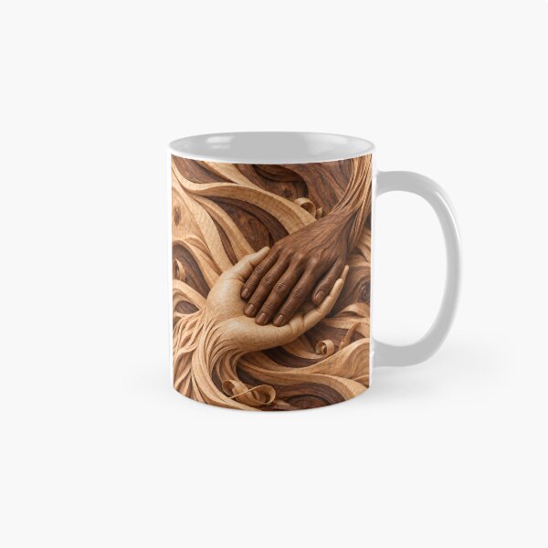 Item preview, Intertwined Wooden Hands – Symbolic Love and Unity Sculptural Art Print designed and sold by Kaleidoscope Print.
