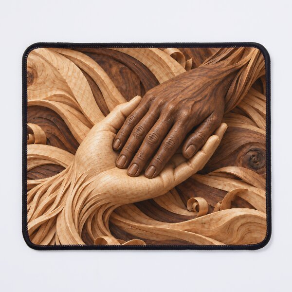 Item preview, Intertwined Wooden Hands – Symbolic Love and Unity Sculptural Art Print designed and sold by Kaleidoscope Print.