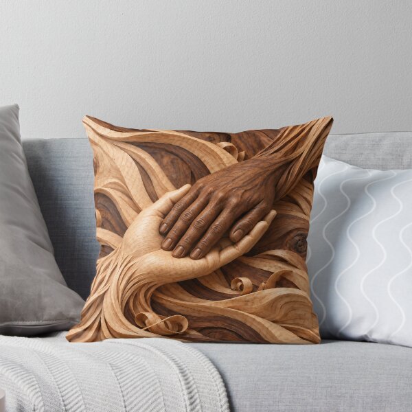 Item preview, Intertwined Wooden Hands – Symbolic Love and Unity Sculptural Art Print designed and sold by Kaleidoscope Print.