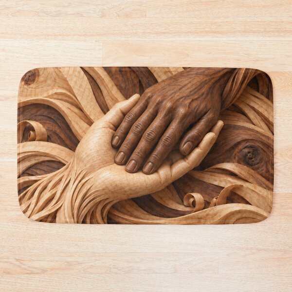 Item preview, Intertwined Wooden Hands – Symbolic Love and Unity Sculptural Art Print designed and sold by Kaleidoscope Print.