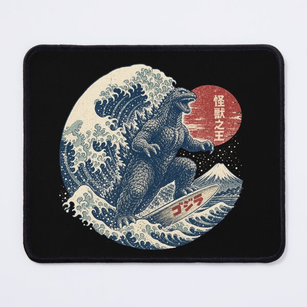 Item preview, Godzilla Riding The Great Wave off Kanagawa Funny Vintage Japanese Surfing Design for Surfers and lovers of the beach designed and sold by LD ART.