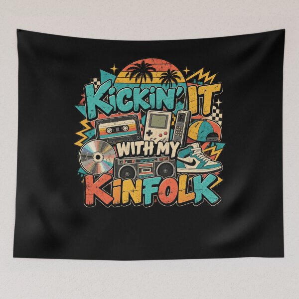 Item preview, Kickin' It With My Kinfolk 80s 90s Retro Family Reunion Nostalgia designed and sold by drawwiika+44.
