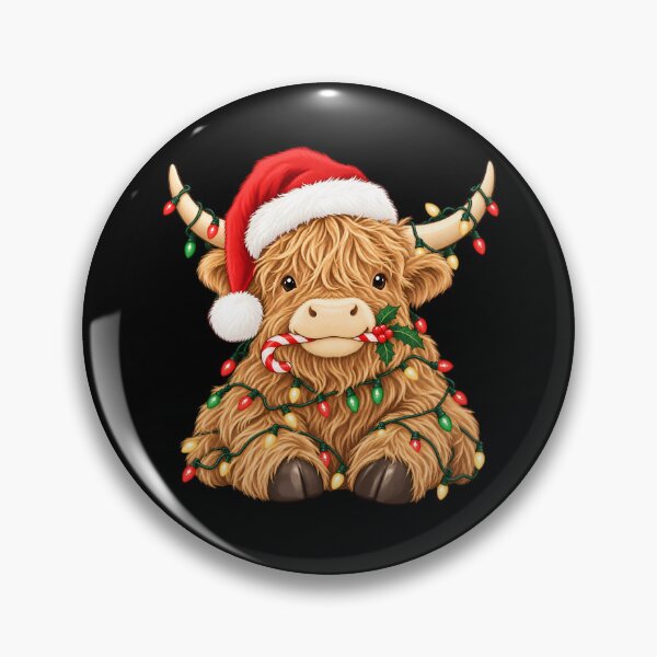 Item preview, Cute Highland Cow Christmas Lights Santa Hat designed and sold by Imaginationbeyond.