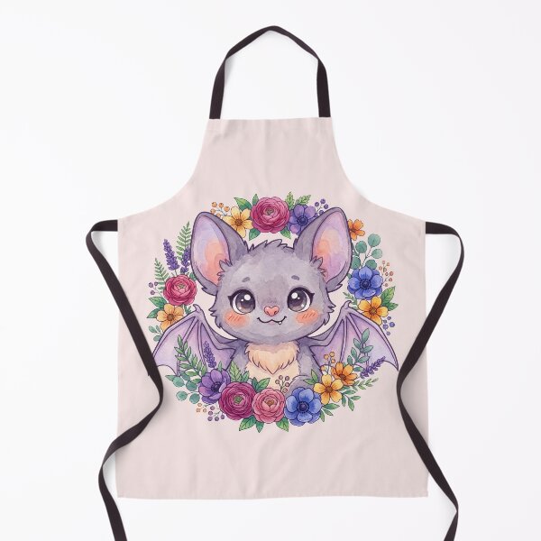 Item preview, Cute Floral Bat in Watercolor Flower Wreath designed and sold by NadinArtStudio.