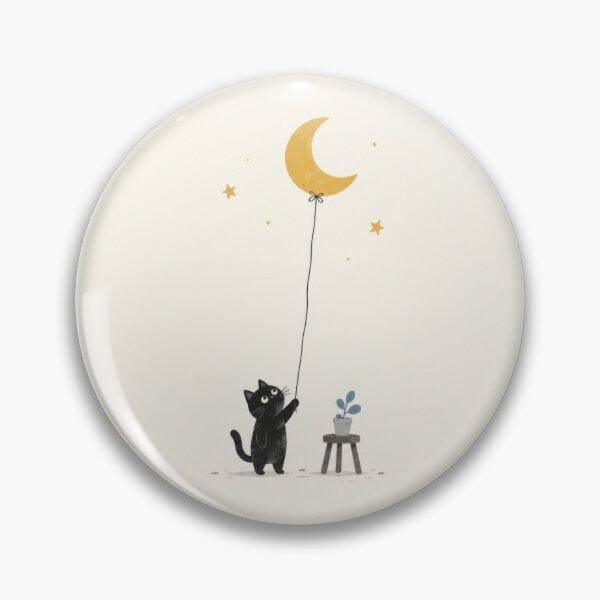 Item preview, Cat holds balloon shaped like moon designed and sold by anytka.