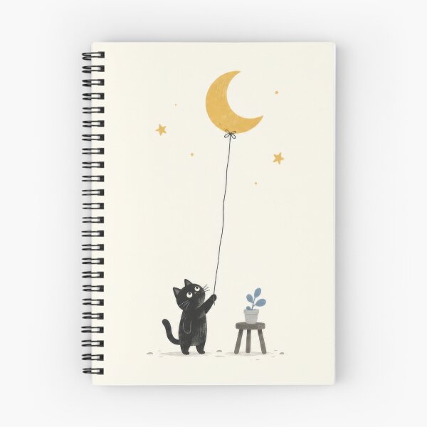 Item preview, Cat holds balloon shaped like moon designed and sold by anytka.