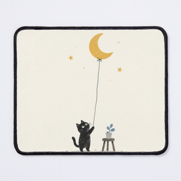 Item preview, Cat holds balloon shaped like moon designed and sold by anytka.