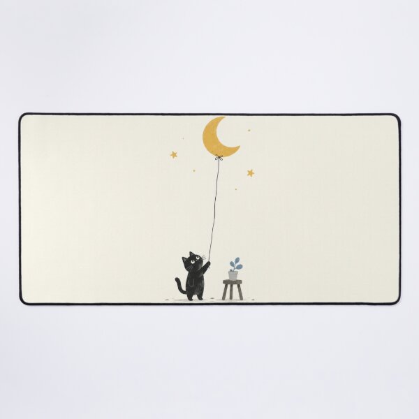 Item preview, Cat holds balloon shaped like moon designed and sold by anytka.