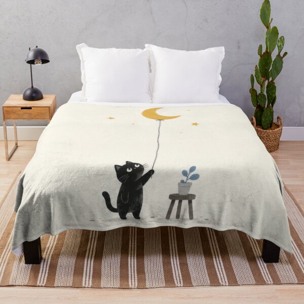 Item preview, Cat holds balloon shaped like moon designed and sold by anytka.