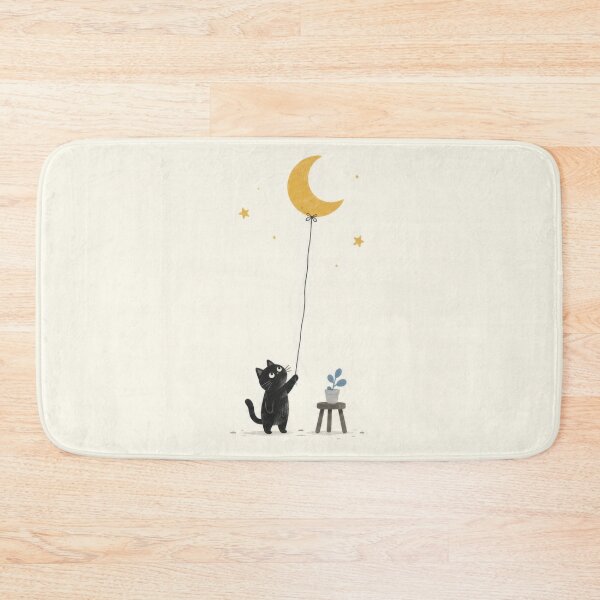 Item preview, Cat holds balloon shaped like moon designed and sold by anytka.