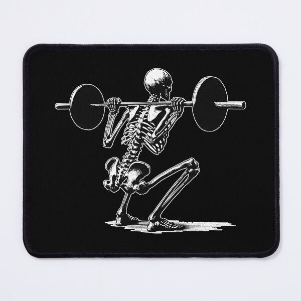 Item preview, Skeleton Weightlifter Doing Barbell Squats Linocut Art designed and sold by Lady-K-.