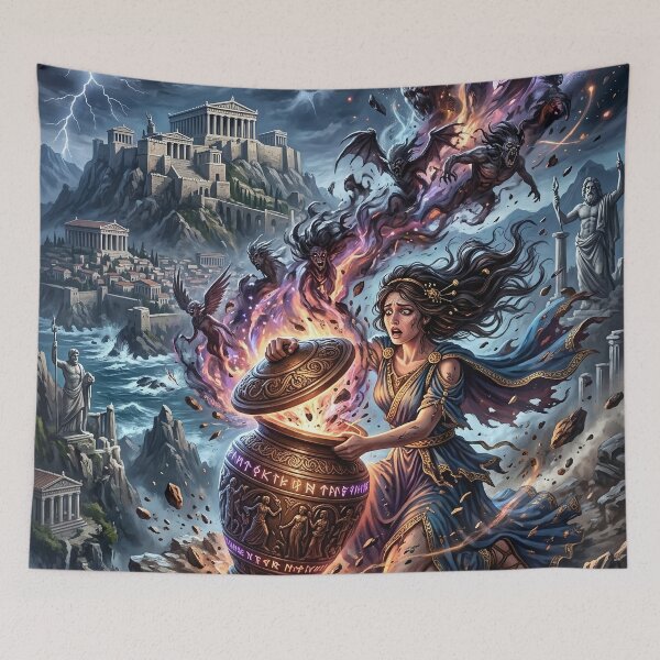 Item preview, Pandora Opening Her Box and Releasing Evil into the World designed and sold by Lucid Dream Pixel.
