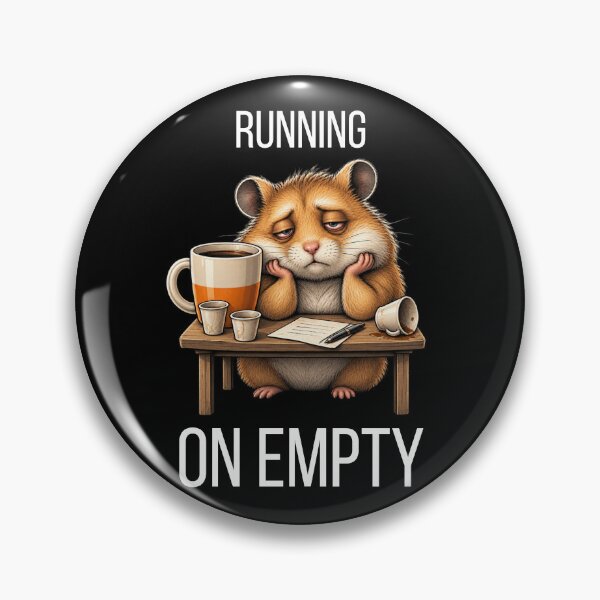 Item preview, Running on Empty – Funny Exhausted Hamster Coffee Humor designed and sold by GeekAnglerStore.