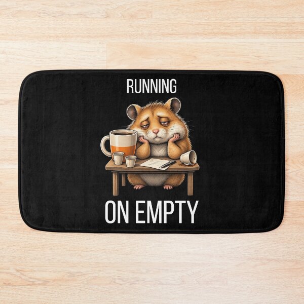 Item preview, Running on Empty – Funny Exhausted Hamster Coffee Humor designed and sold by GeekAnglerStore.