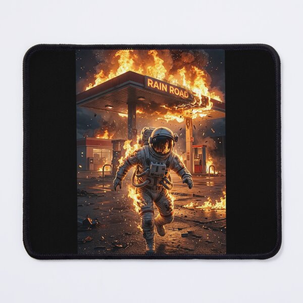 Item preview, Burning Astronaut at Gas Station Surreal Art designed and sold by Rain-Road.