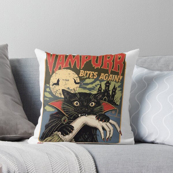 Item preview, Vampurr Bites Again – Vintage Vampire Black Cat Halloween Design designed and sold by CreativeBrains7.