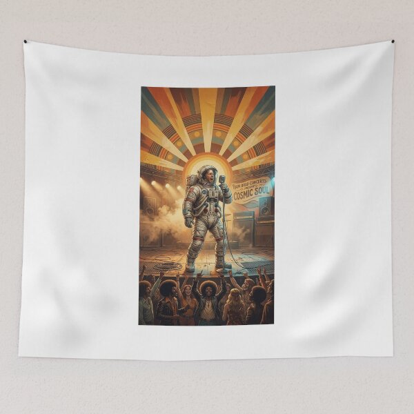 Item preview, Retro 70s Astronaut Concert - Surreal Space Singer Wall Art designed and sold by Rain-Road.