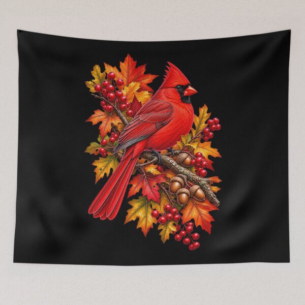 Item preview, Cardinal in Autumn Forest Fall Leaves designed and sold by RockitBaby.