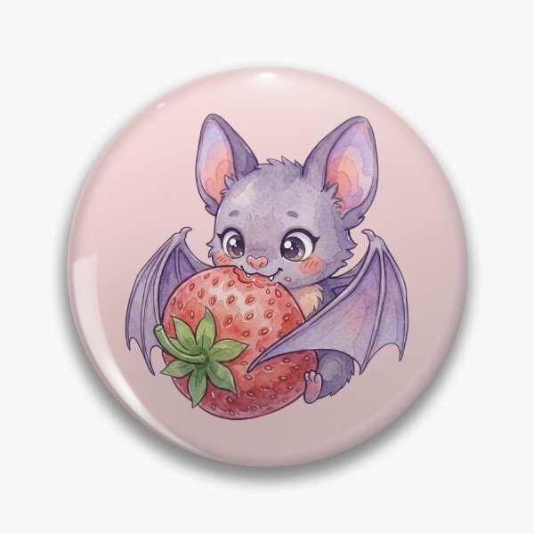Item preview, Cute Strawberry Bat Watercolor Illustration designed and sold by NadinArtStudio.