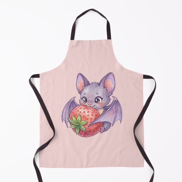 Item preview, Cute Strawberry Bat Watercolor Illustration designed and sold by NadinArtStudio.