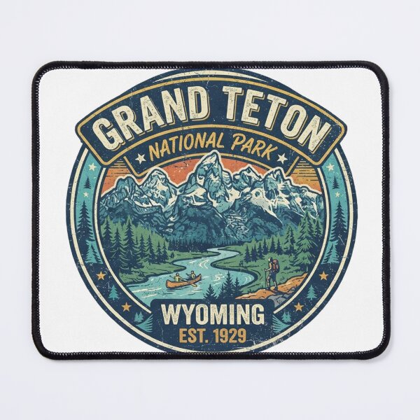 Item preview, Vintage 90s Grand Teton National Park Wyoming Retro Badge Graphic Design designed and sold by CreativeNest Prints.