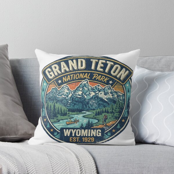 Item preview, Vintage 90s Grand Teton National Park Wyoming Retro Badge Graphic Design designed and sold by CreativeNest Prints.