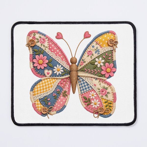 Item preview, Butterfly T-Shirt Faux Embroidery Floral Patchwork designed and sold by Désigne Shirt.
