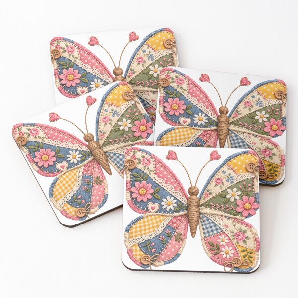 Item preview, Butterfly T-Shirt Faux Embroidery Floral Patchwork designed and sold by Désigne Shirt.