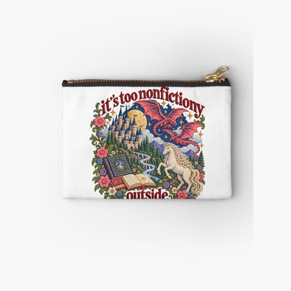 Item preview, It's Too Nonfiction Outside Fantasy Bookish Castle Unicorn Dragon designed and sold by CatiaStudioArt.