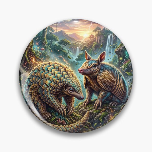 Item preview, Pangolin and Armadillo Together in a Glowing Tropical Jungle designed and sold by Lucid Dream Pixel.