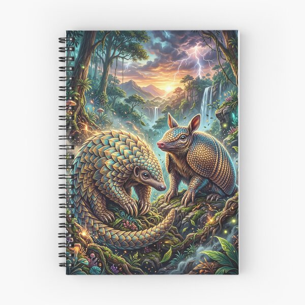 Item preview, Pangolin and Armadillo Together in a Glowing Tropical Jungle designed and sold by Lucid Dream Pixel.