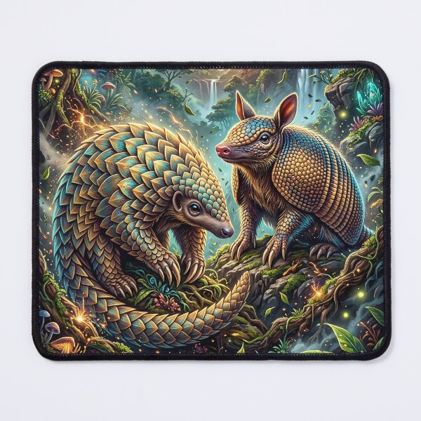 Item preview, Pangolin and Armadillo Together in a Glowing Tropical Jungle designed and sold by Lucid Dream Pixel.