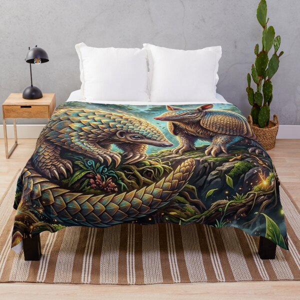 Item preview, Pangolin and Armadillo Together in a Glowing Tropical Jungle designed and sold by Lucid Dream Pixel.