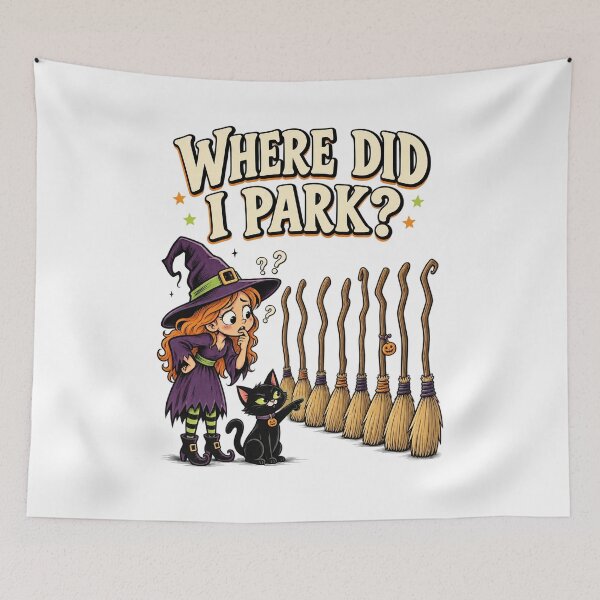 Item preview, Where Did I Park Funny Witch Broom Halloween Humor Design. designed and sold by The-T-In-Retro.