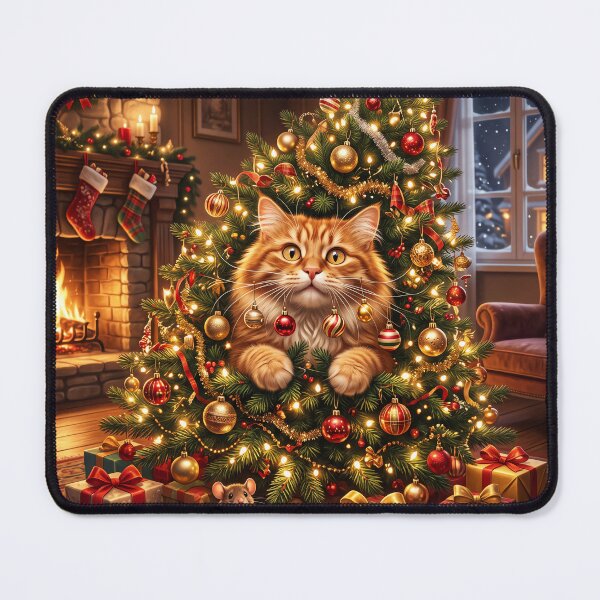 Item preview, Cute Ginger Cat Christmas Tree Decor designed and sold by haroulita.