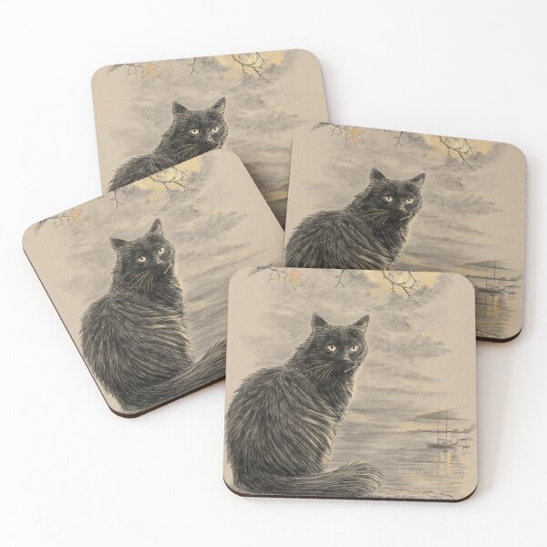 Item preview, Black Cat Under a Full Moon - Halloween designed and sold by kolonjArt.