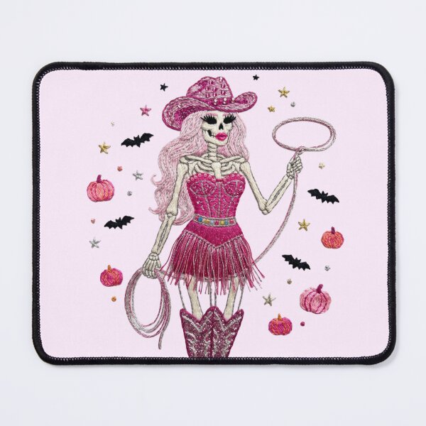 Item preview, Pink Skeleton Cowgirl Halloween Costume Embroidered Patch Art designed and sold by GymTanLaundry.
