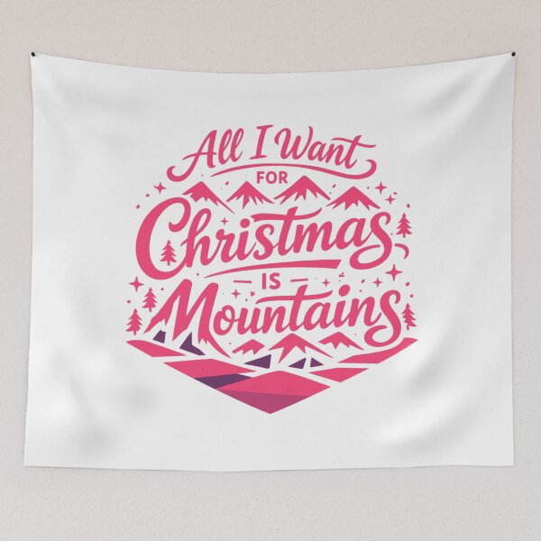 Item preview, All I Want for Christmas is Mountains Holiday Hiking T‑Shirt Fuchsia designed and sold by GabeMountainArt.