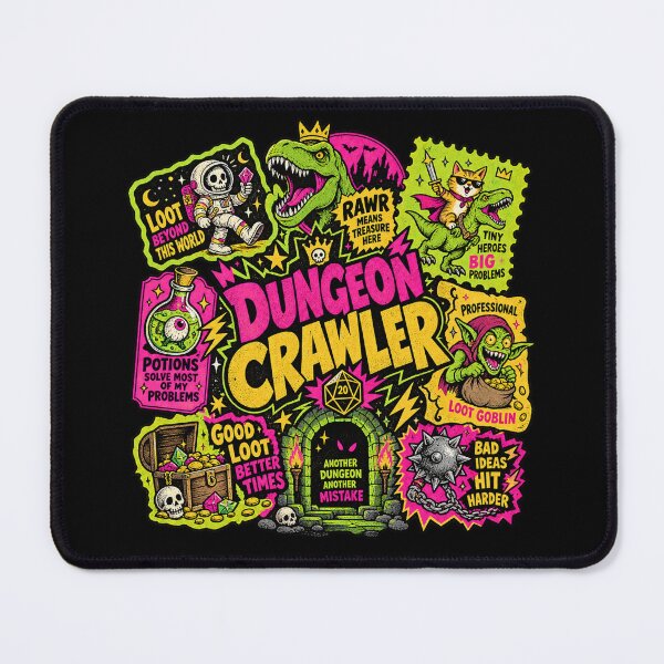Item preview, Dungeon Crawler Tabletop RPG D20 Loot Goblin T-Rex Cat Riding Dinosaur designed and sold by CatiaStudioArt.
