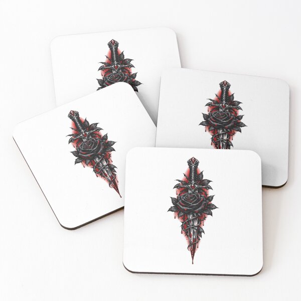 Item preview, Gothic Black Rose Dagger Dark Romance Tattoo Style Gift designed and sold by Artycom.